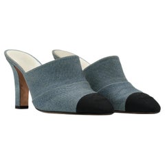 Chanel Denim Mules with Black Cap Toe by Karl Lagerfeld, SS 2017