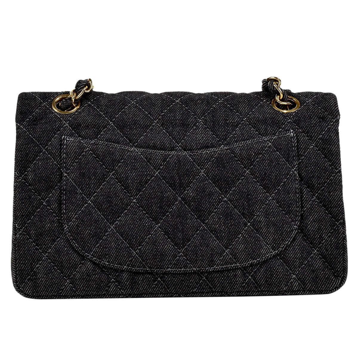 Chanel Denim Quilted Medium Classic Flap Shoulder Bag For Sale 1