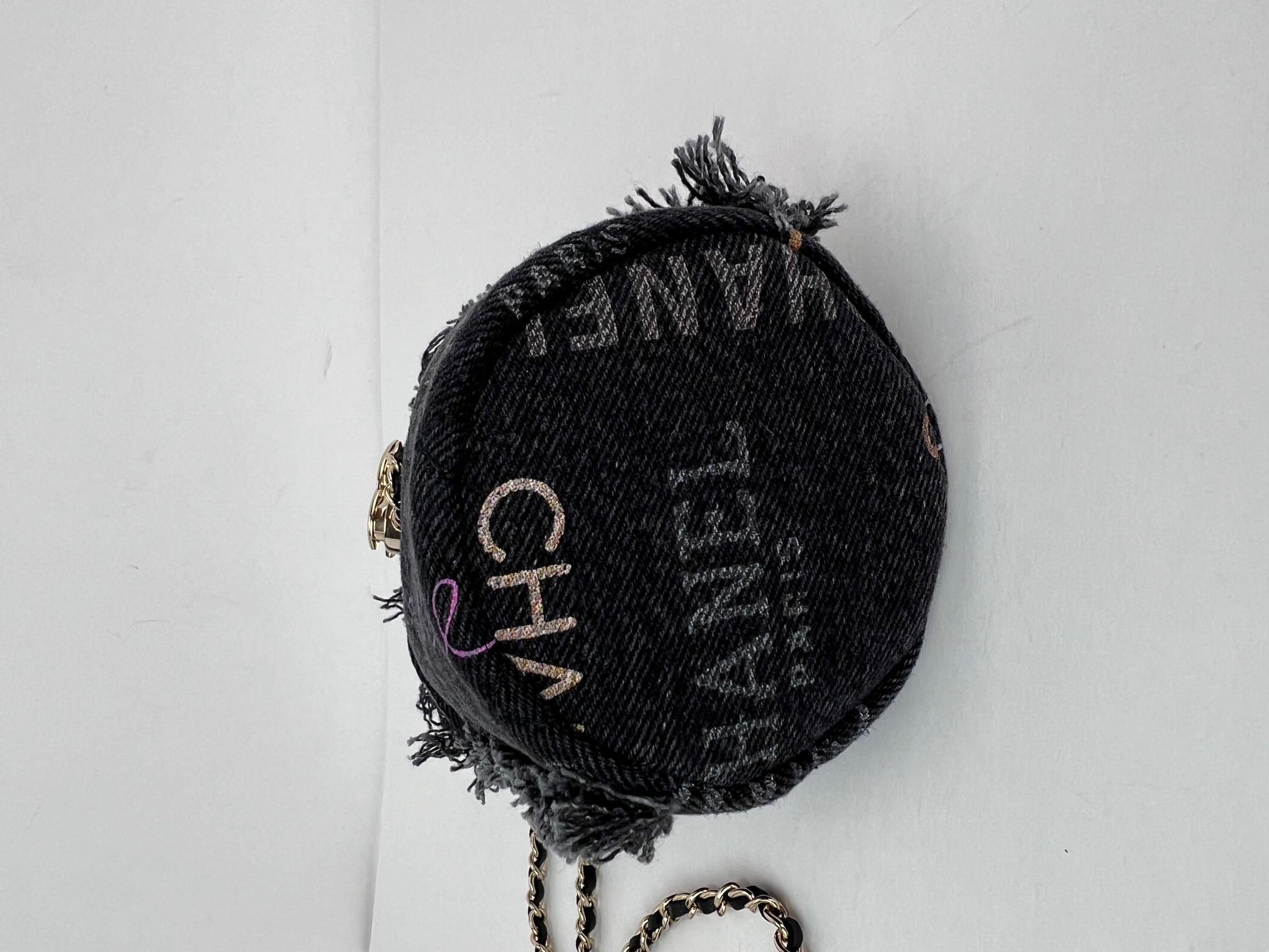 Chanel Denim Quilted Mood Mini Bucket With Chain Black For Sale 4