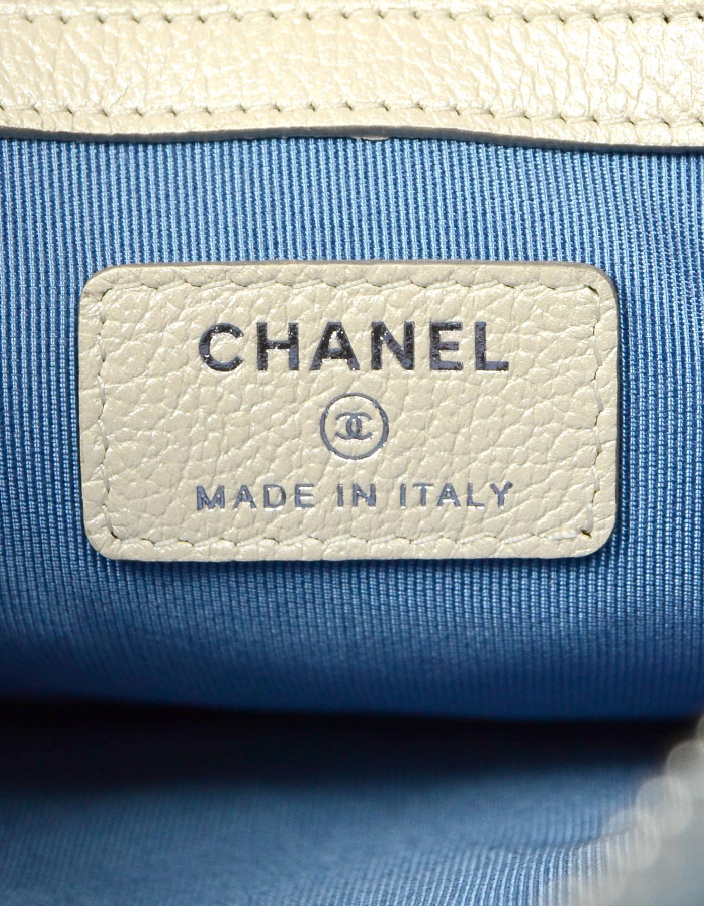 Chanel Denim Quilted O-Case Zip Top Pouch with Rainbow Stripe Wash 2