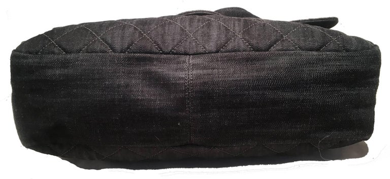 Chanel Denim Quilted XL Classic Messenger Flap Shoulder Bag Tote