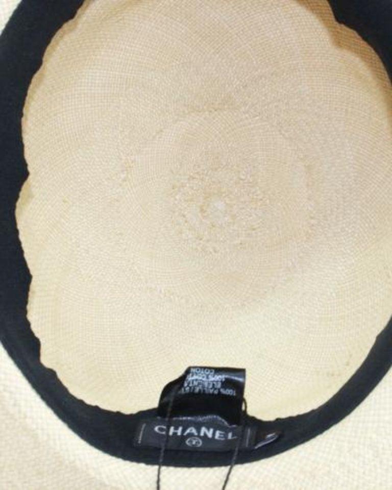 chanel straw bucket hat