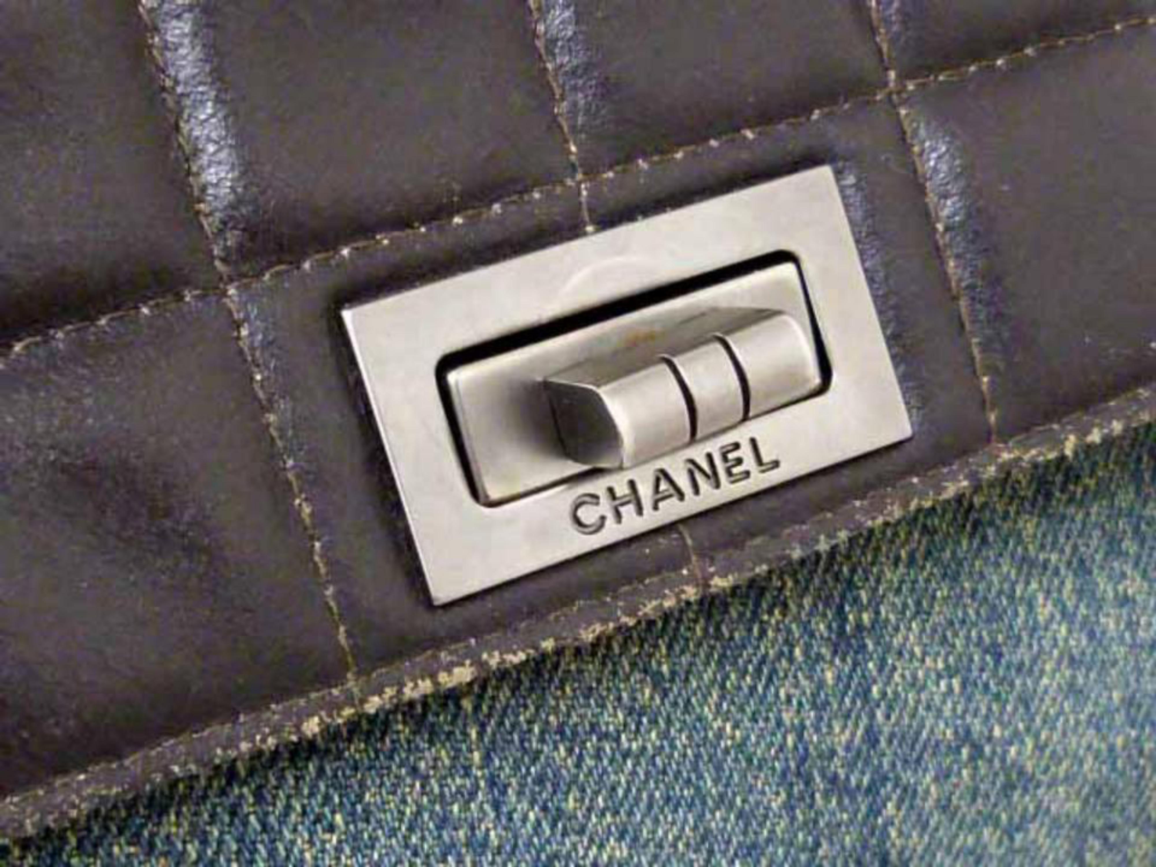 Chanel Denim X Quilted Leather Accordion Flap 222969 Black Shoulder Bag For Sale 6
