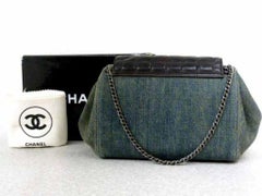 Chanel Denim X Quilted Leather Accordion Flap 222969 Black Shoulder Bag