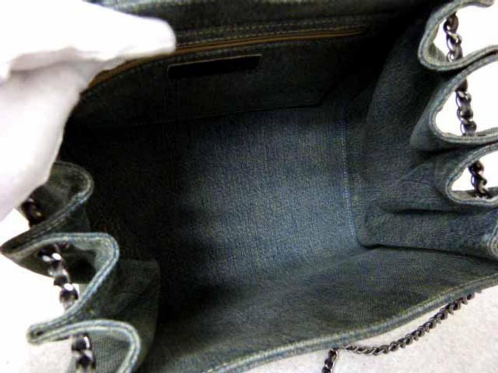Chanel Denim X Quilted Leather Accordion Flap 222969 Black Shoulder Bag For Sale 1