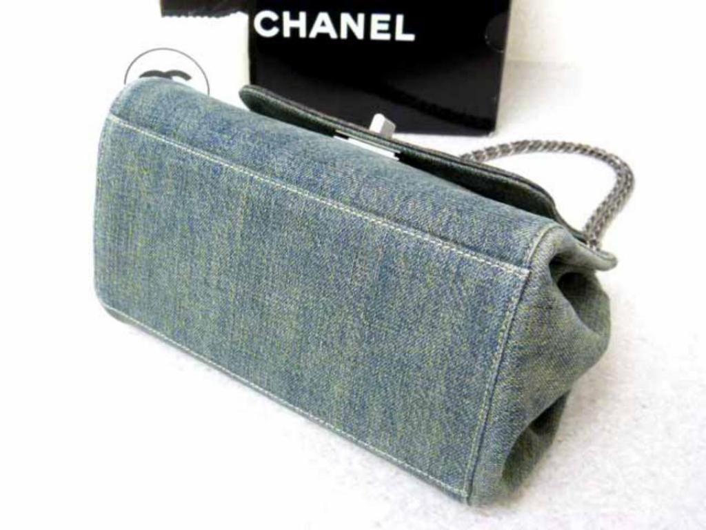 Chanel Denim X Quilted Leather Accordion Flap 222969 Black Shoulder Bag For Sale 3