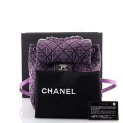 Chanel Denimpression Flap Backpack Quilted Distressed Denim Small