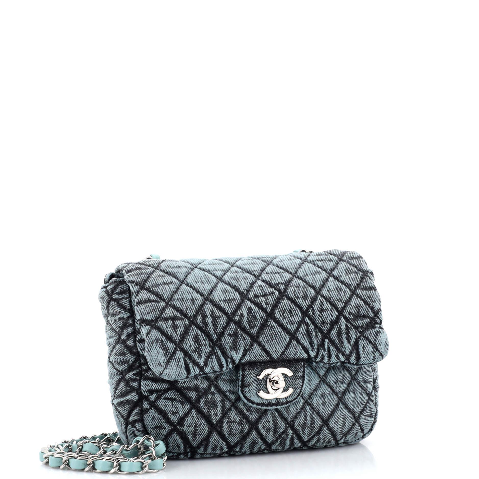 Chanel Denimpression Flap Bag Quilted Distressed Denim Small In Good Condition In NY, NY