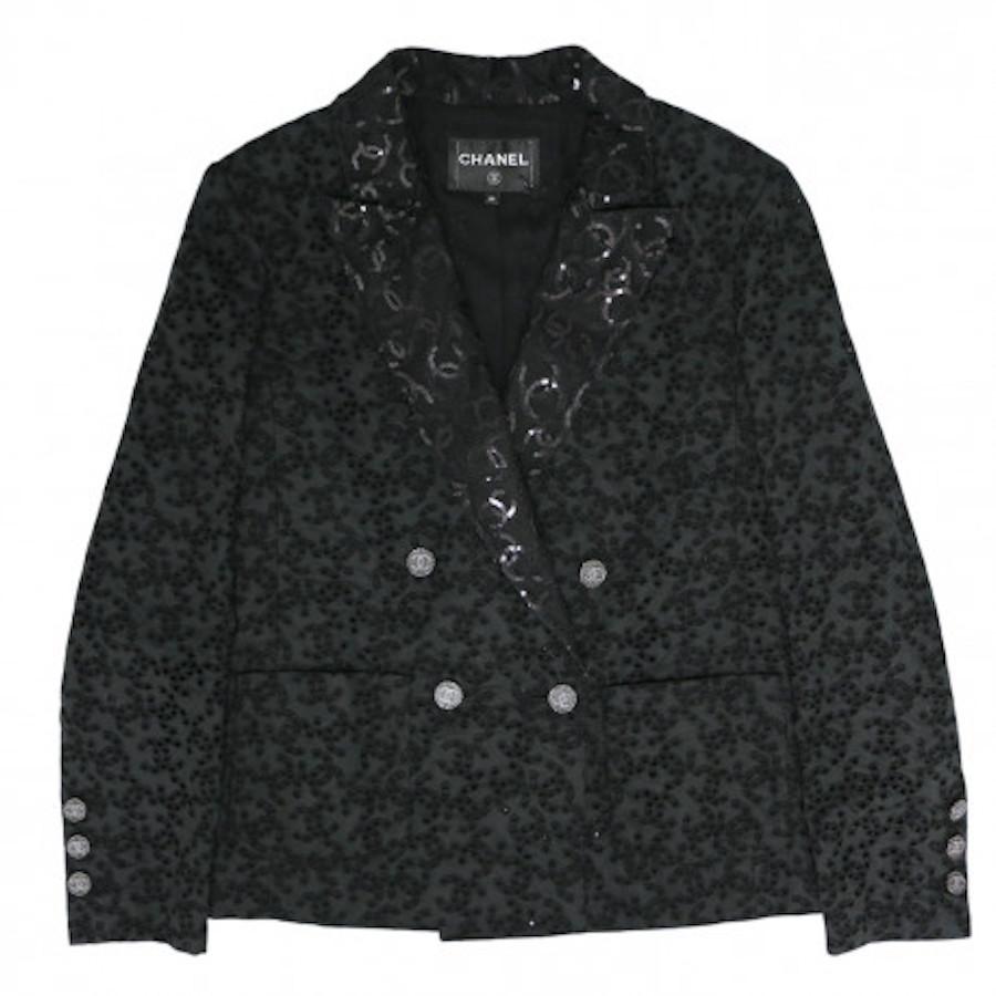 Chanel Dentelle And Sequins CC Blazer Jacket In Excellent Condition For Sale In Paris, FR