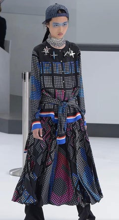 Chanel Departure Board Print Silk Button-Up Blouse Runway SS 2016