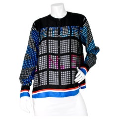 Chanel Departure Board Print Silk Button-Up Blouse Runway SS 2016