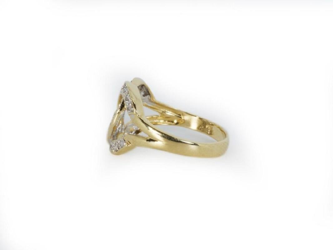 Round Cut Chanel Design 18K Yellow Gold Diamond Ring with 0.35 Ct Natural Diamonds