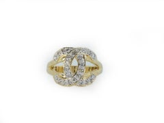 Chanel Design 18K Yellow Gold Diamond Ring with 0.35 Ct Natural Diamonds