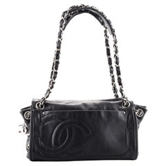 Chanel Diagonal CC Ligne Akkordeon Umhängetasche aus Lammfell Medium