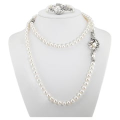 Chanel, Diamond and Pearl 'Comete' Necklace and Bracelet set in 18K White Gold