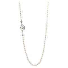 Chanel, Diamond and Pearl 'Comete' Necklace and Bracelet set in 18K White Gold