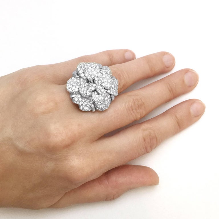 Chanel Diamond Camelia Ring at 1stDibs | chanel camelia ring, chanel flower  ring, chanel camelia diamond ring