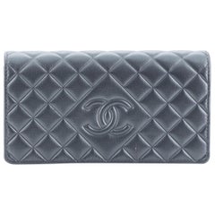 Chanel  Diamond CC Flap Wallet Quilted Calfskin Long