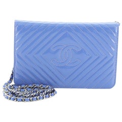 Chanel Diamond CC Wallet on Chain Chevron Patent