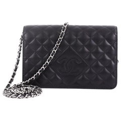 Chanel Diamond CC Wallet on Chain Gestepptes Lammleder