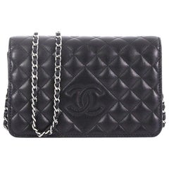 Chanel Diamond CC Wallet on Chain Quilted Lambskin 