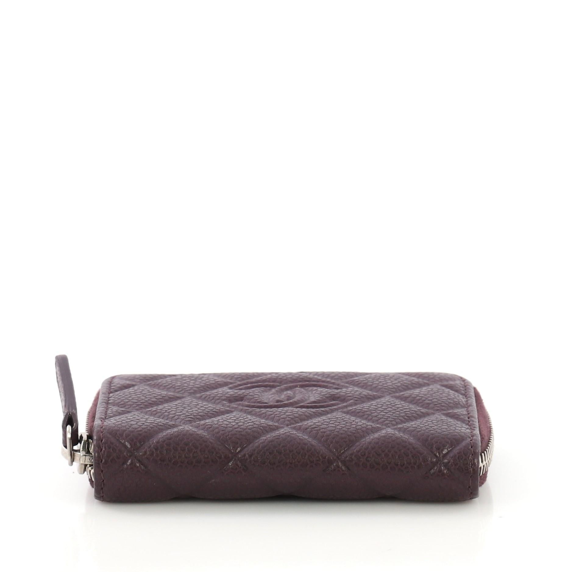 Chanel Diamond CC Zip Coin Purse Quilted Caviar Small In Excellent Condition In NY, NY