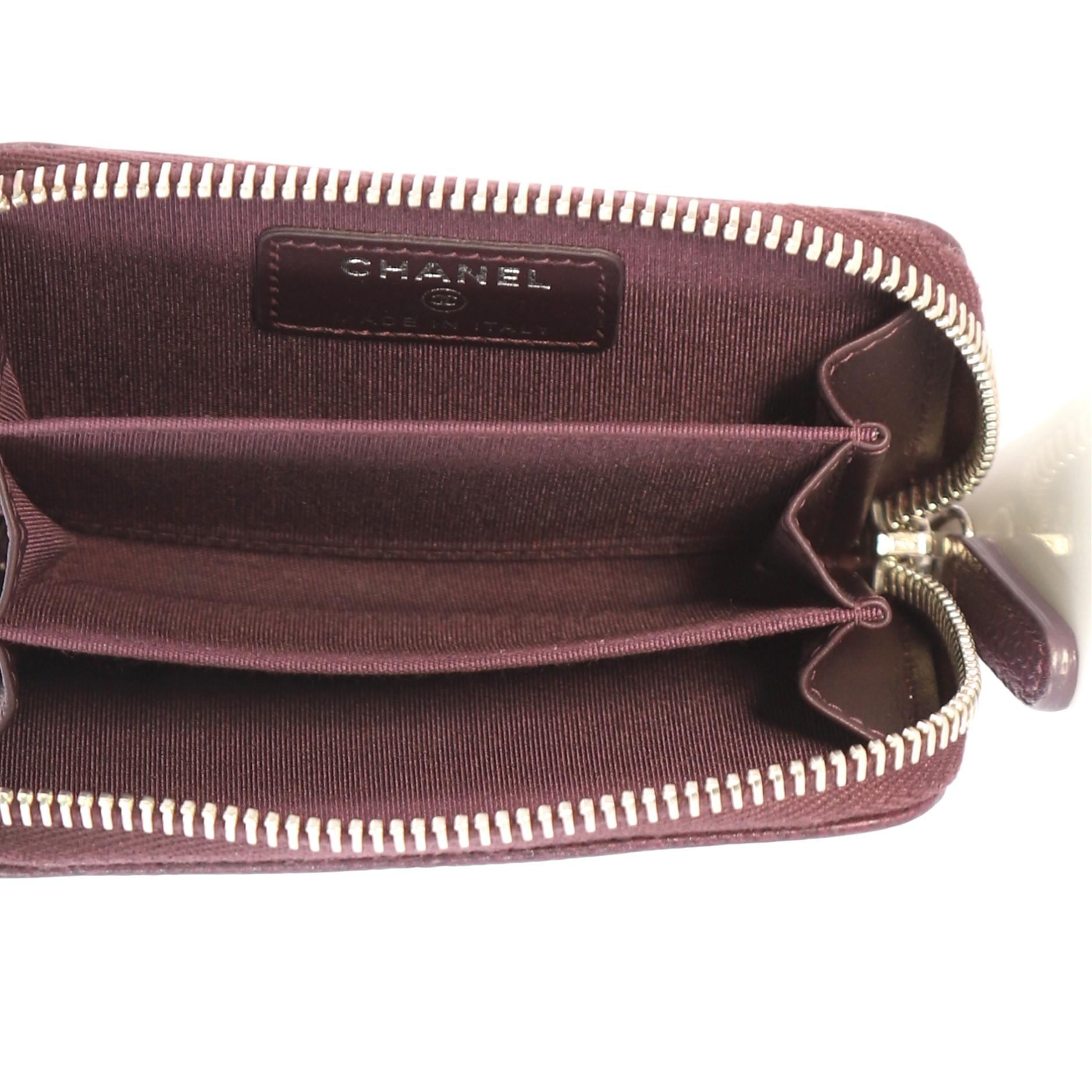 Women's Chanel Diamond CC Zip Coin Purse Quilted Caviar Small