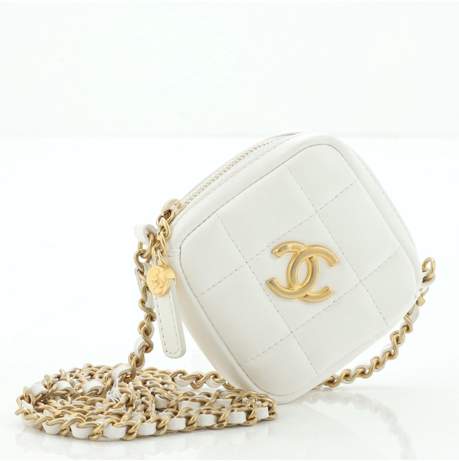 Beige Chanel Diamond Clutch with Chain Quilted Lambskin