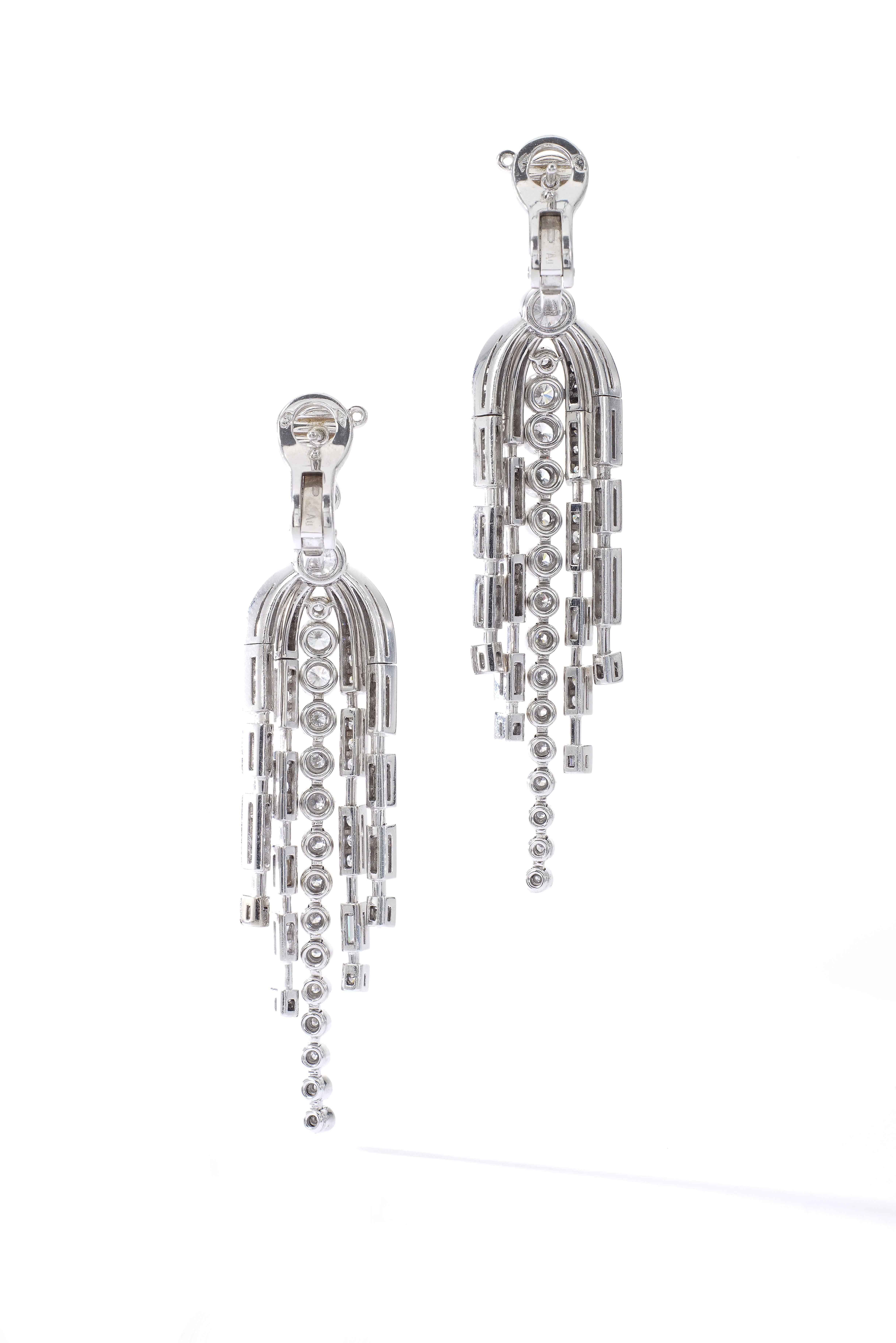 Diamond and white gold 18K Chanel Ear-Pendants by Chanel. 
Collection 