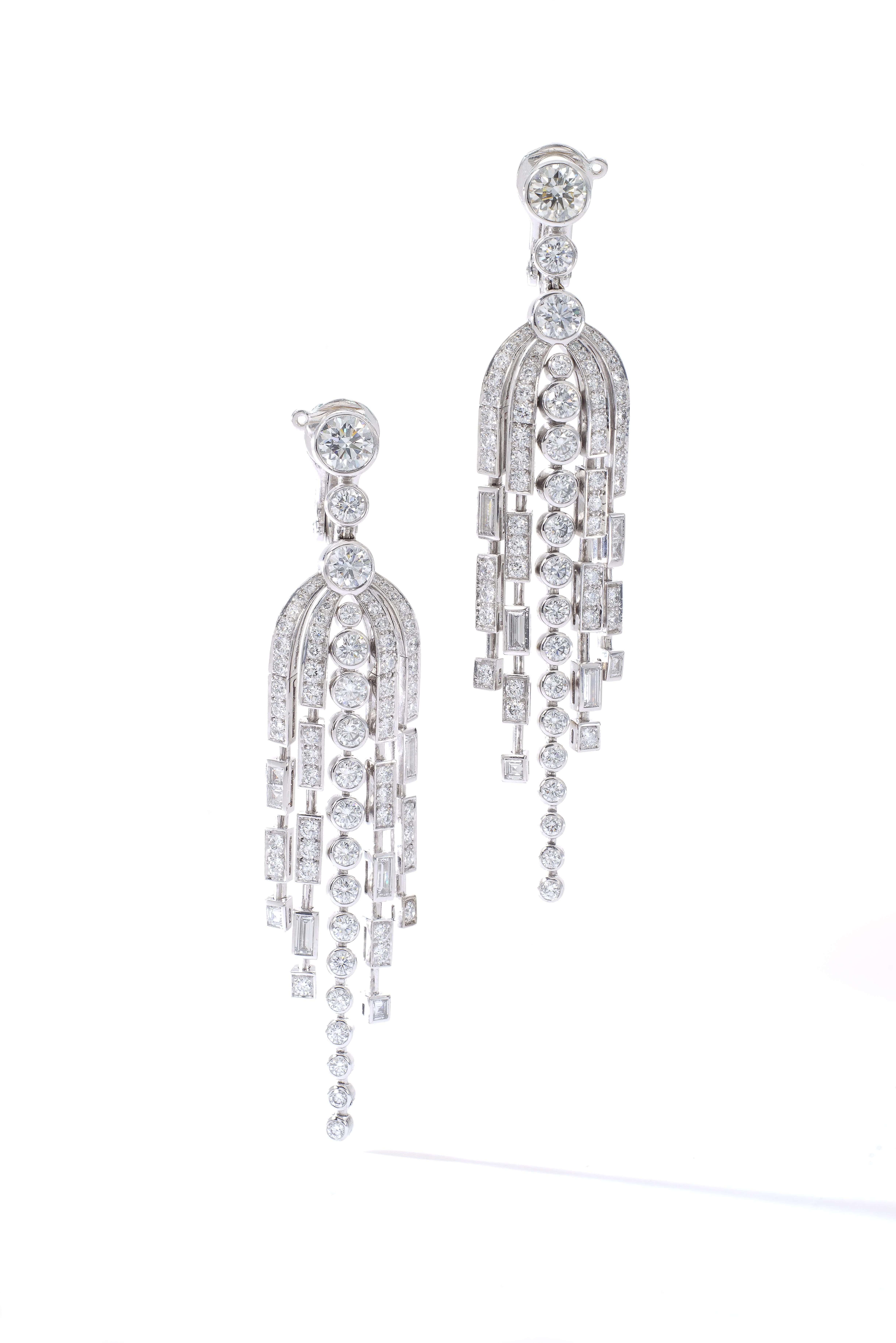 chanel diamond dangle earrings