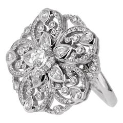 Chanel Diamond Flower Cocktail White Gold Ring