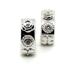 Chanel Diamond Four-Leaf Clovers and Camelia Earclips in 18 Karat White Gold