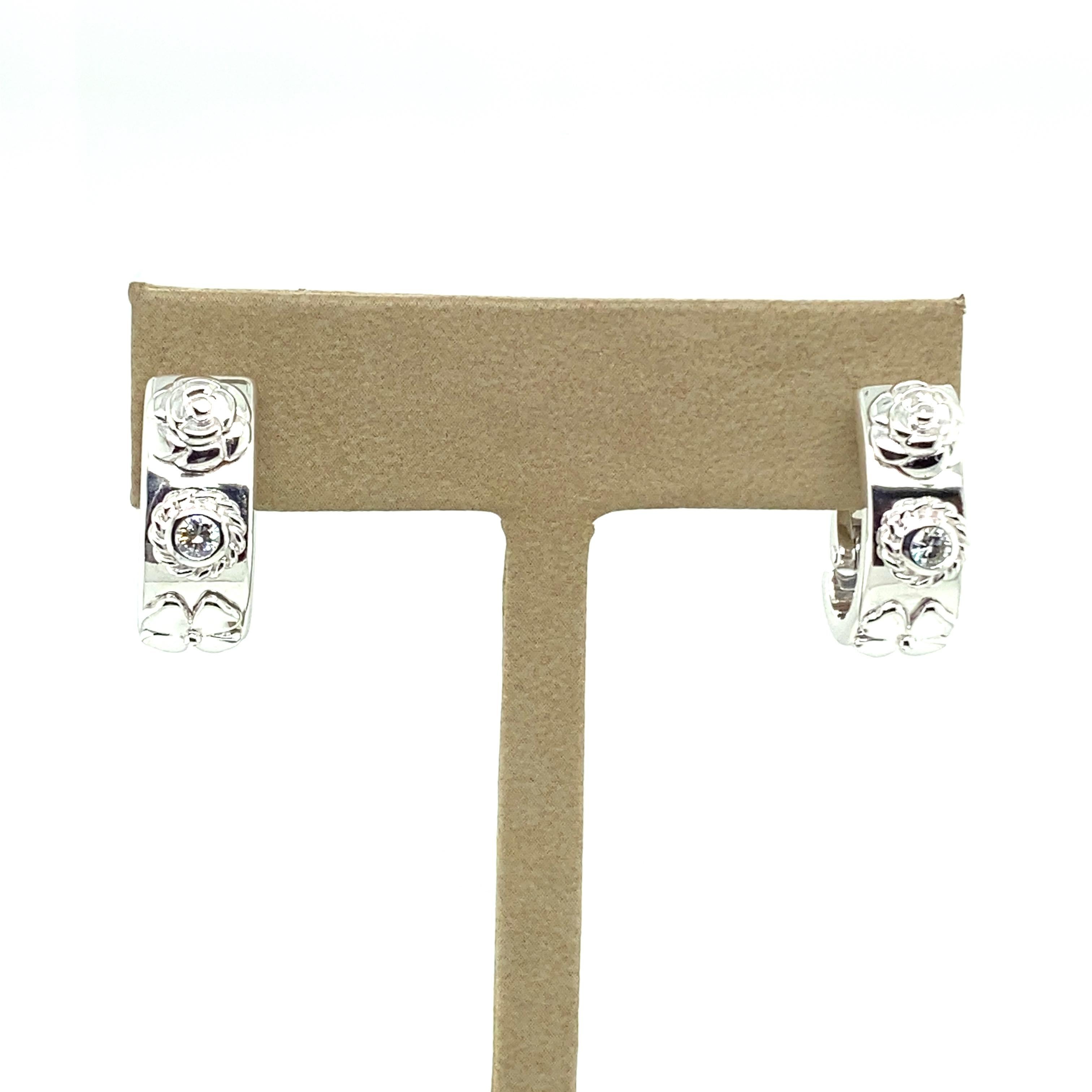 Chanel Diamond Four-Leaf Clovers and Camelia Earclips in 18 Karat White Gold 2