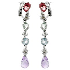 Chanel Diamond Gemstone Drop Earrings