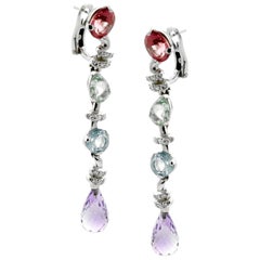 Chanel Diamond Gemstone Drop Earrings