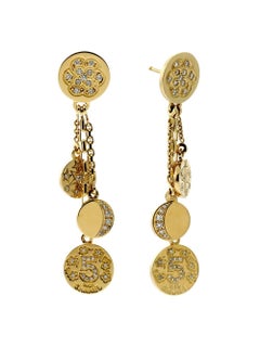 Chanel Diamond Gold Charm Earrings