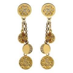 Chanel Diamond Gold Charm Earrings