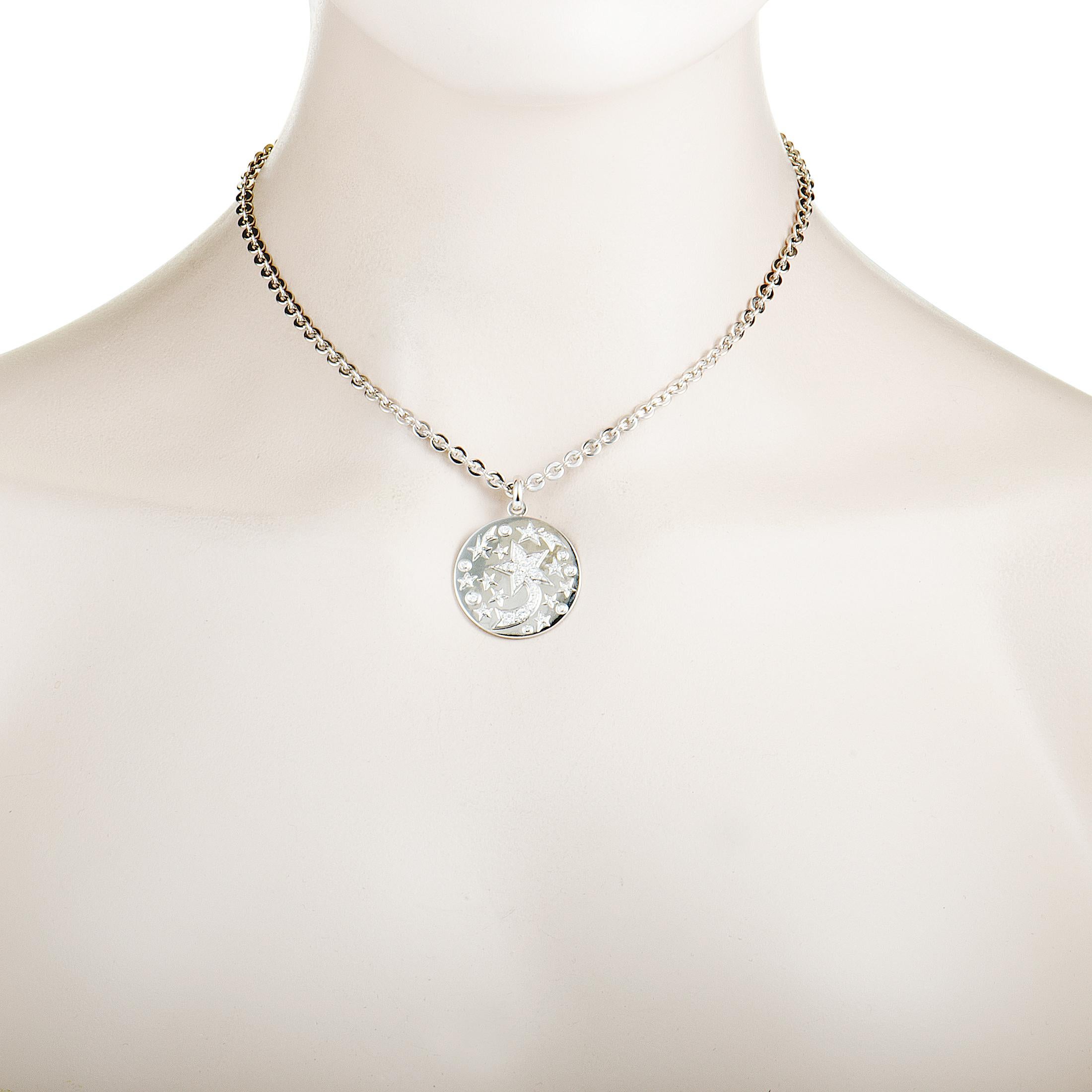 Chanel Diamond Pave White Gold Pendant Necklace In Excellent Condition In Southampton, PA