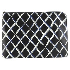 Chanel Diamond Quilt CC Zip Pouch Painted Lambskin Large