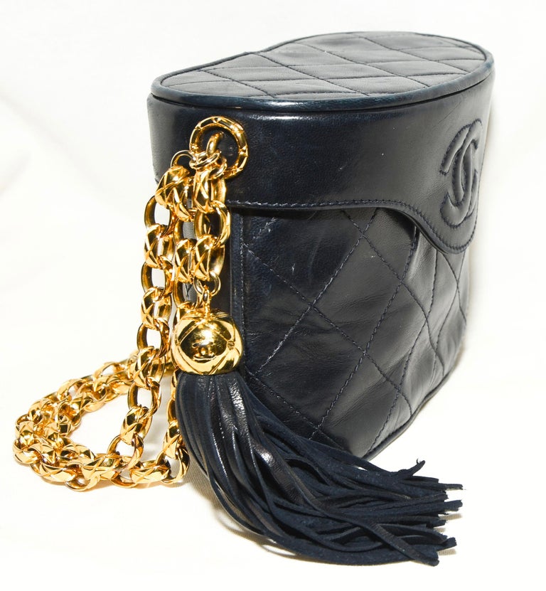 Chanel Diamond Quilted Binocular Bag W/Gold Tone Chain at 1stDibs