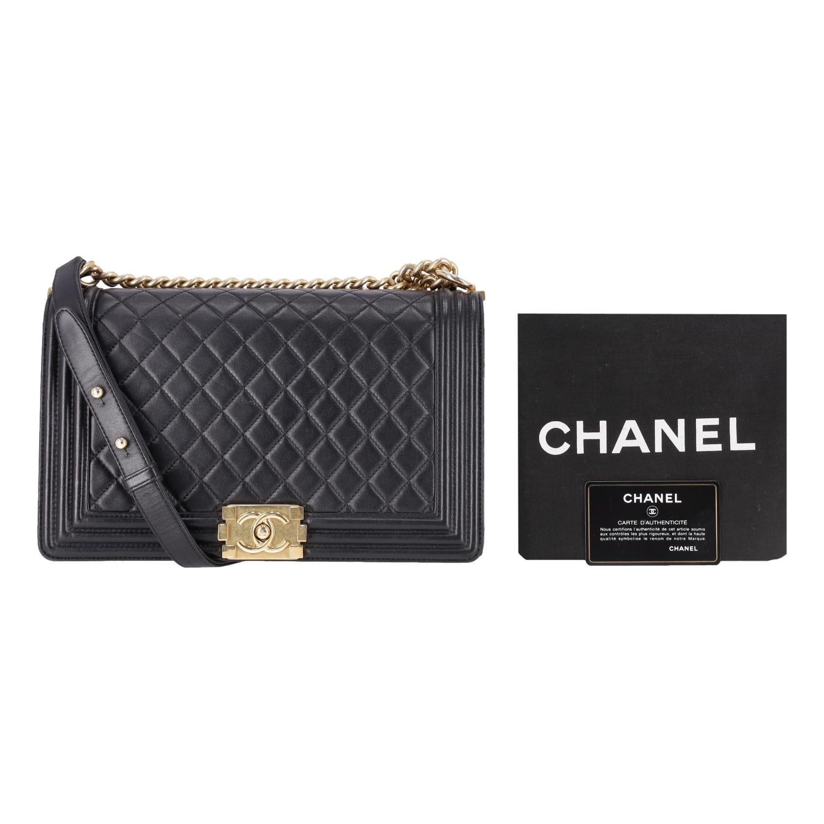 Chanel Diamond Quilted Lambskin New Medium Leather Boy Bag For Sale 1