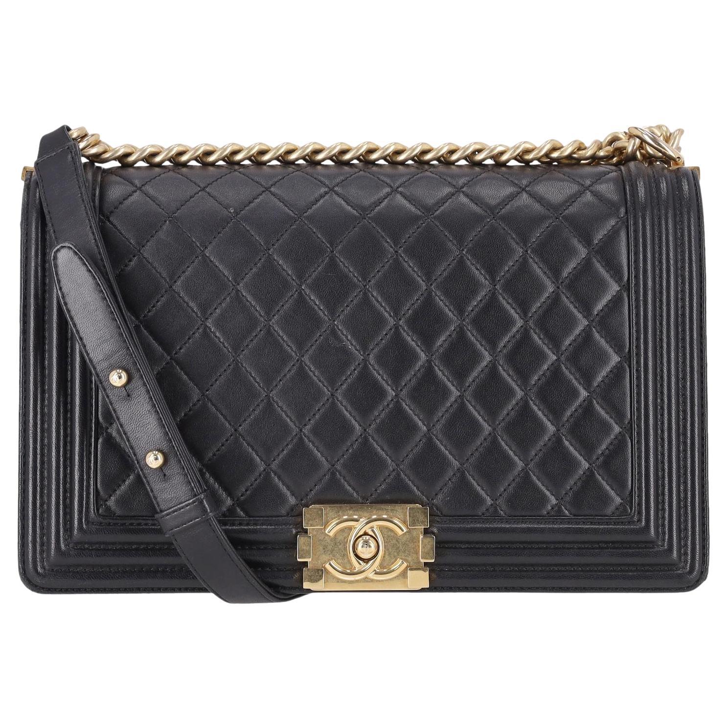 Chanel Diamond Quilted Lambskin New Medium Leather Boy Bag For Sale
