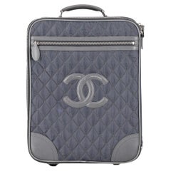 Chanel Diamond Quilted Nylon & Leather 'CC' Trolley Luggage