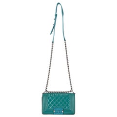 Chanel Diamond Quilted Patent Leather Plexiglass Medium Boy Flap Bag