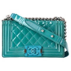 Chanel Diamond Quilted Patent Leather Plexiglass Medium Boy Flap Bag