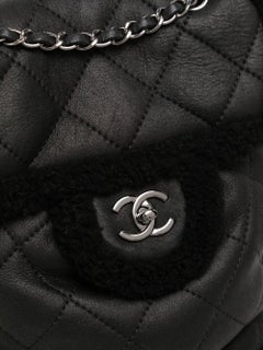 Chanel Diamond Quilted Shearling Trimmed Backpack