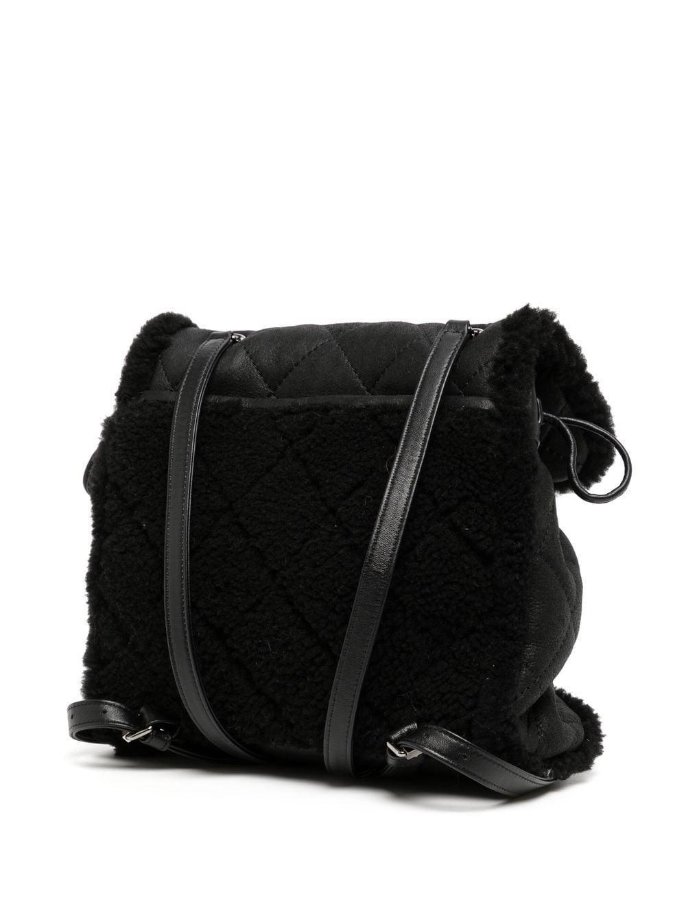 Chanel Diamond Quilted Shearling Trimmed Backpack In Excellent Condition In London, GB