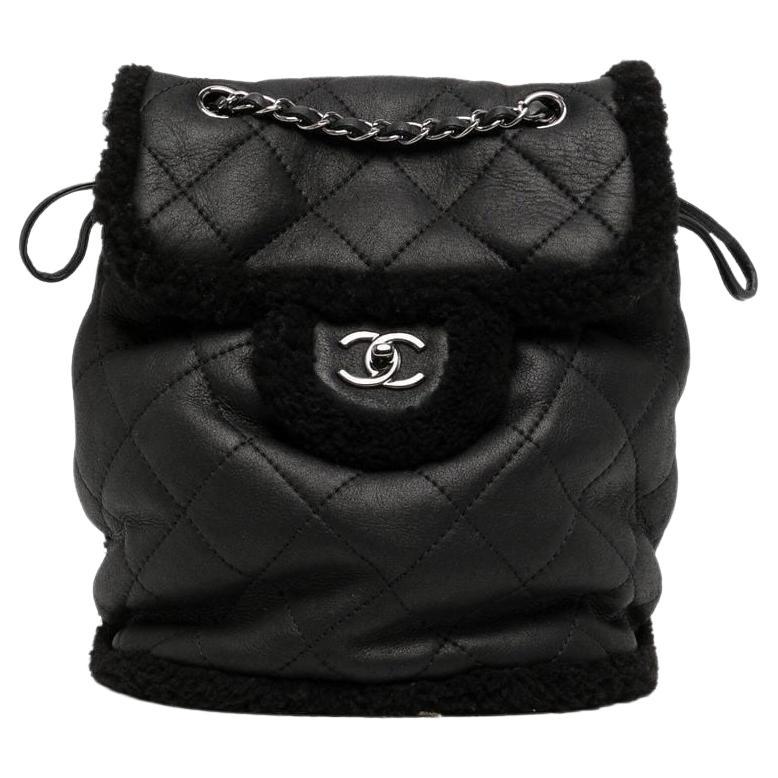 Chanel Diamond Quilted Shearling Trimmed Backpack