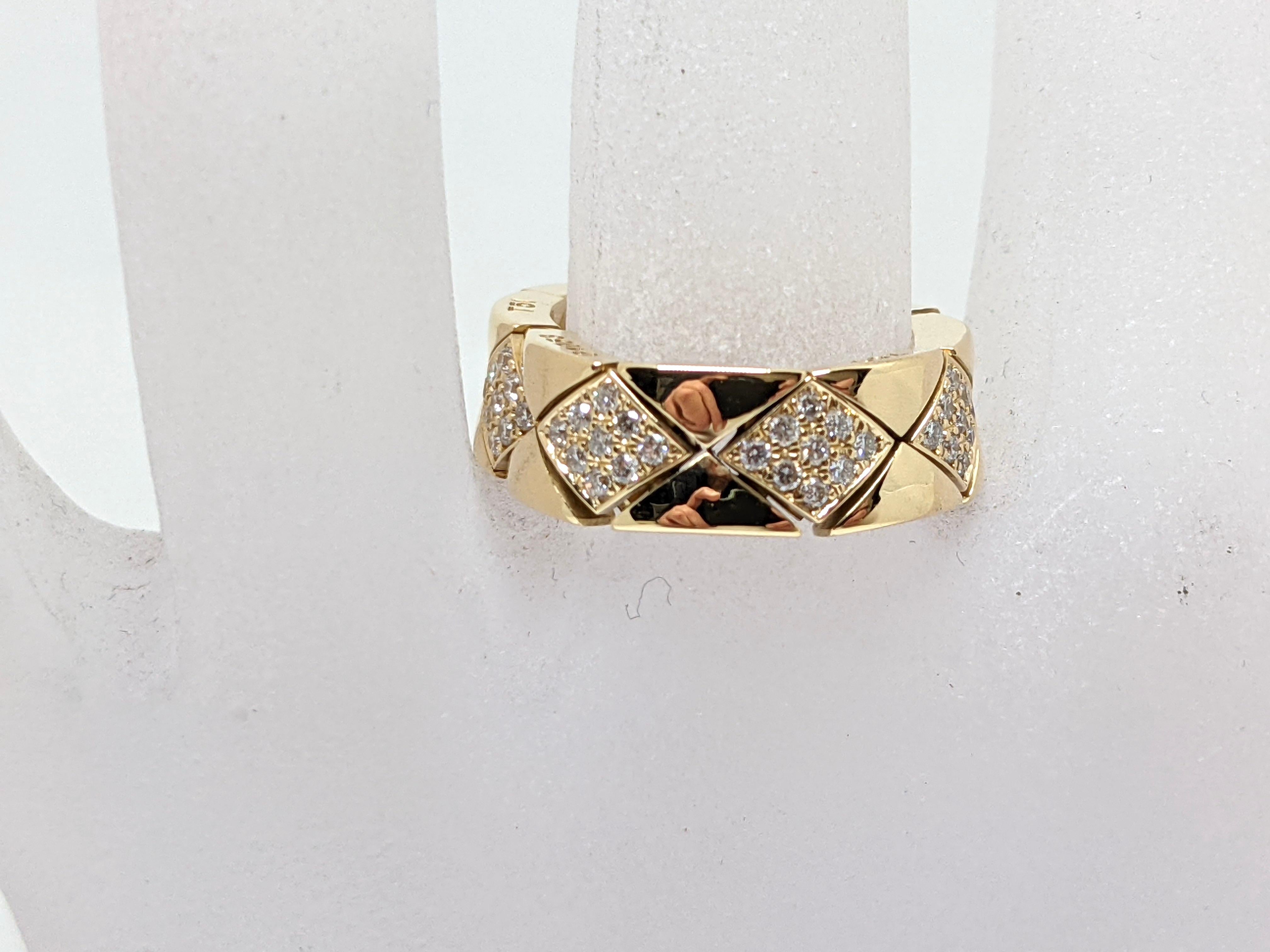 Contemporary Chanel Diamond Ring Yellow Gold