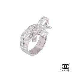 Chanel Diamond Ruban Ring with Suspended Solitaire Diamond